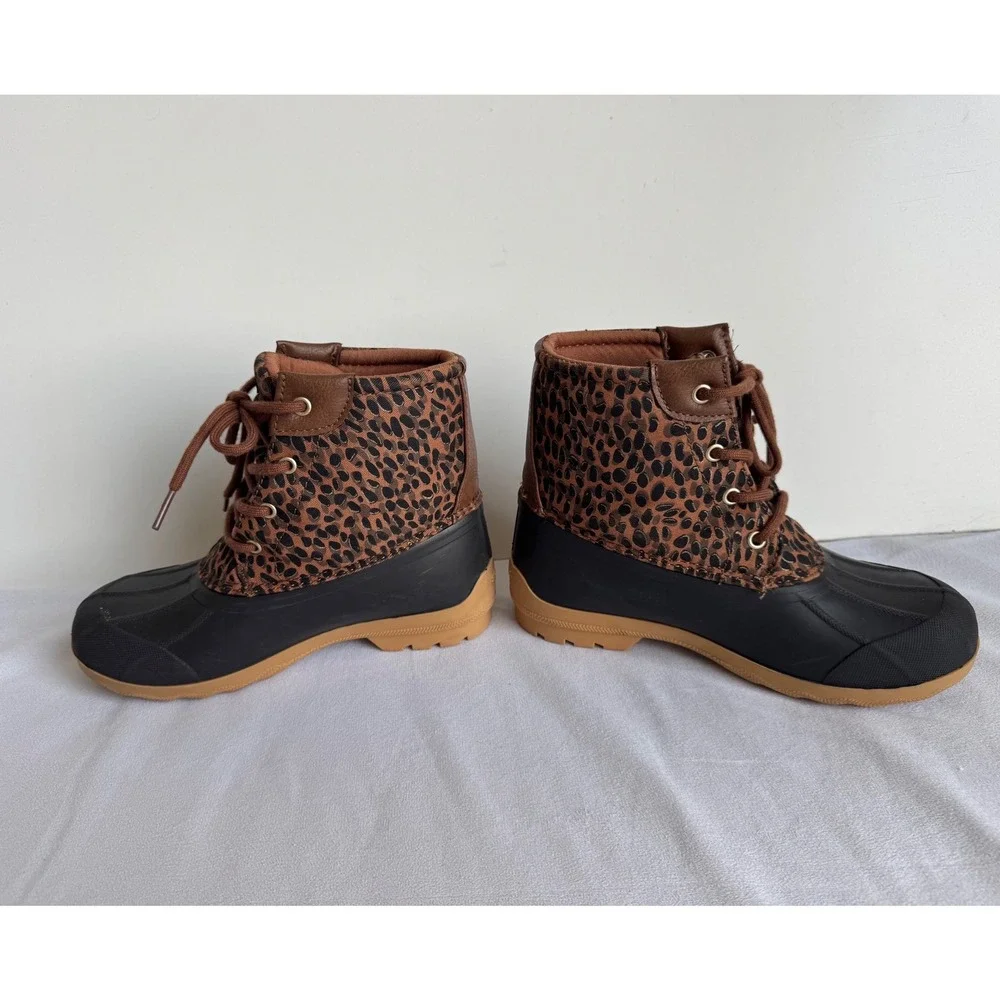 Sperry Saltwater Duck Boots Kids 3M Leopard Rain Brown Black waterproof snow ski
